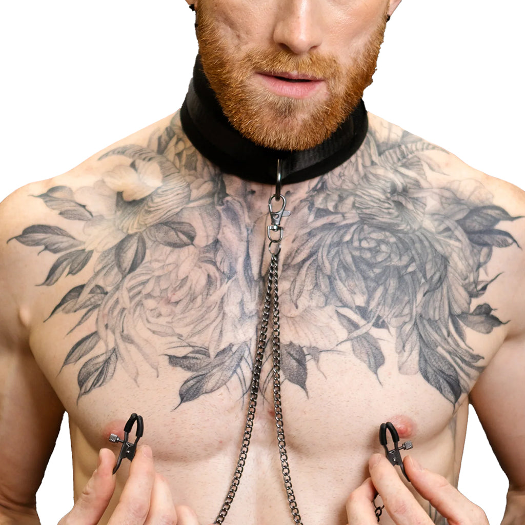 Sei Mio Twin Tweaks Collar & Nipple Clamps Bondage and Fetish > Nipple Stimulators & Clamps - Tophatter Daily Deals